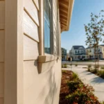 New siding and trim boards installed on a California home exterior.