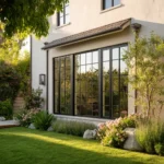 Modern sealed windows on a freshly painted California home exterior.